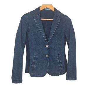 J McLaughlin Womens Dark Wash Cotton Stretch Denim Jean Blazer Jacket Size XS